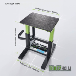 TRUTZHOLM moottoripyöränostin 150 kg, teräs, 299–400 mm, musta / vihreä