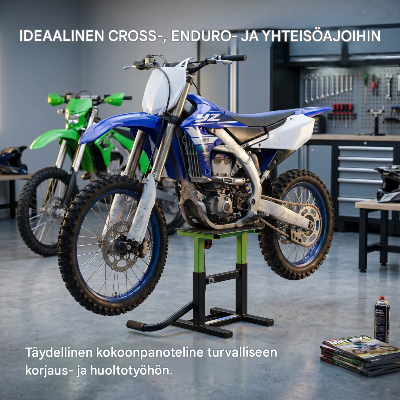 TRUTZHOLM moottoripyöränostin 150 kg, teräs, 299–400 mm, musta / vihreä