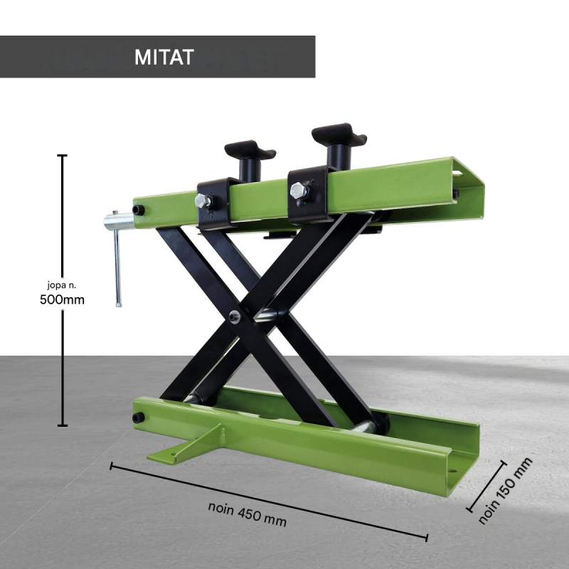 TRUTZHOLM moottoripyöränostin 500 kg, 90–500 mm, teräs, vihreä