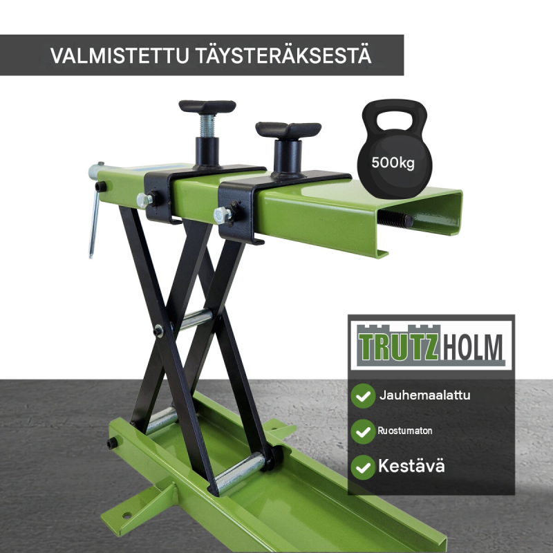 TRUTZHOLM moottoripyöränostin 500 kg, 90–500 mm, teräs, vihreä
