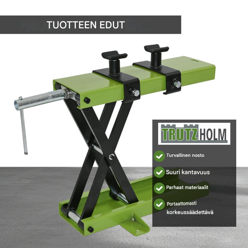 TRUTZHOLM moottoripyöränostin 500 kg, 90–500 mm, teräs, vihreä