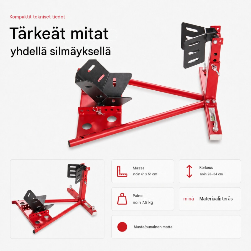 Moottoripyörän etuteline 17–21 tuumaa, 90–130 mm, säädettävä teräsrakenne