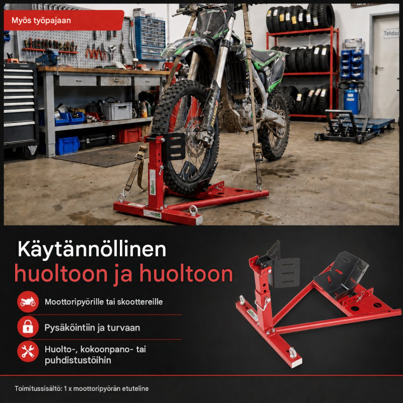 Moottoripyörän etuteline 17–21 tuumaa, 90–130 mm, säädettävä teräsrakenne
