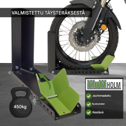 TRUTZHOLM moottoripyöräkiila, 10-portainen säätö, 8–24 tuumaa, 90–145 mm, 450 kg, musta/vihreä
