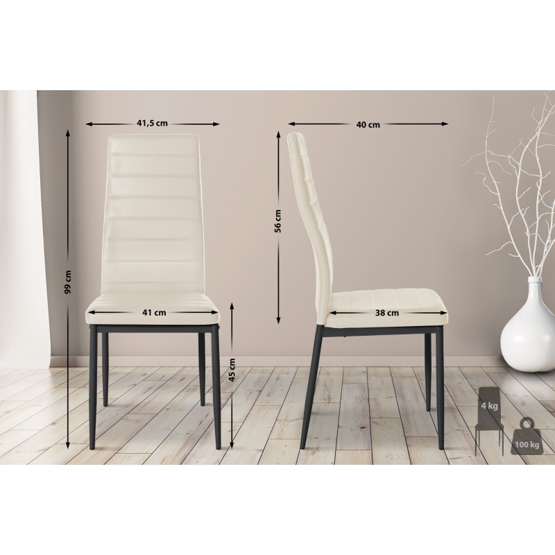 Tyylikäs ruokailuryhmä neljällä tuolilla moderniin sisustukseen