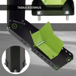 TRUTZHOLM moottoripyöräkiila, 10-portainen säätö, 8–24 tuumaa, 90–145 mm, 450 kg, musta/vihreä