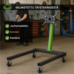TRUTZHOLM-moottoriteline 550 kg, 360° kääntyvä asennuspää, 4 pyörää, vihreä