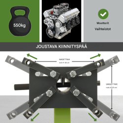 TRUTZHOLM-moottoriteline 550 kg, 360° kääntyvä asennuspää, 4 pyörää, vihreä