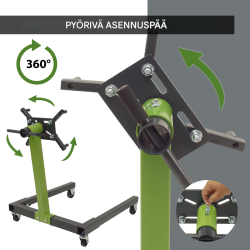 TRUTZHOLM-moottoriteline 550 kg, 360° kääntyvä asennuspää, 4 pyörää, vihreä