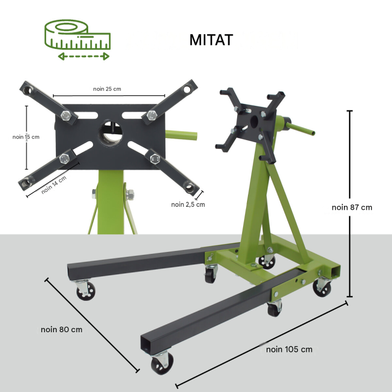 TRUTZHOLM-moottoriteline 900 kg, 360° kääntyvä, 6 pyörää, vihreä