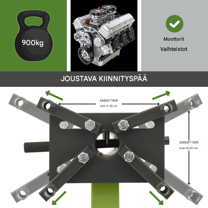 TRUTZHOLM-moottoriteline 900 kg, 360° kääntyvä, 6 pyörää, vihreä