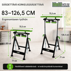 TRUTZHOLM 4-in-1-työjalka, korkeussäädettävä ja taitettava, 200 kg