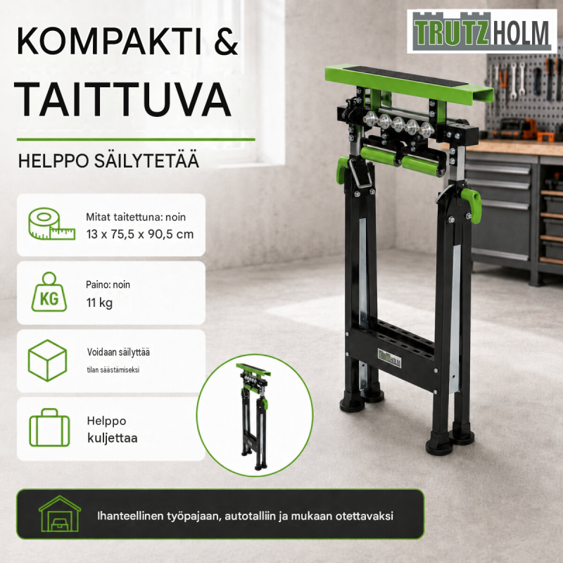TRUTZHOLM 4-in-1-työjalka, korkeussäädettävä ja taitettava, 200 kg