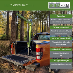 TRUTZHOLM Pickup-nosturi 900 kg, 360°, hydraulinen, vaijerivinssi 725 cm, säädettävä nostopuomi, 7091