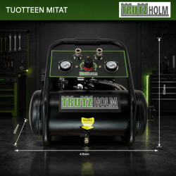TRUTZHOLM TH-fk9l hiljainen kompressori 900 W, 9 l, 8 bar, tarvikkeilla