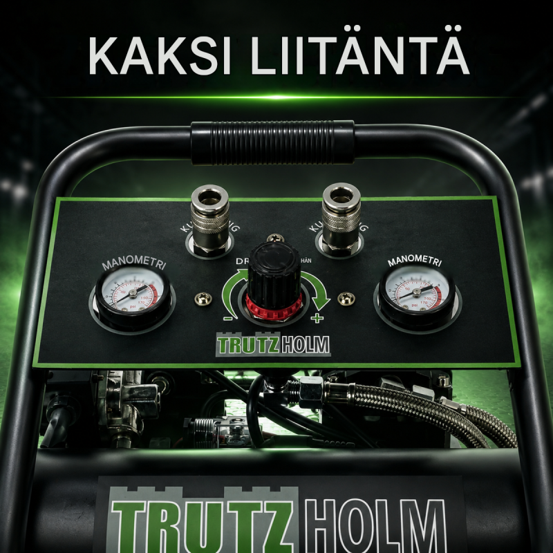 TRUTZHOLM TH-fk9l hiljainen kompressori 900 W, 9 l, 8 bar, tarvikkeilla