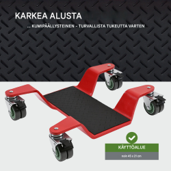 TRUTZHOLM moottoripyörän siirtotaso 450 kg, punainen, 360° kääntyvät rullat
