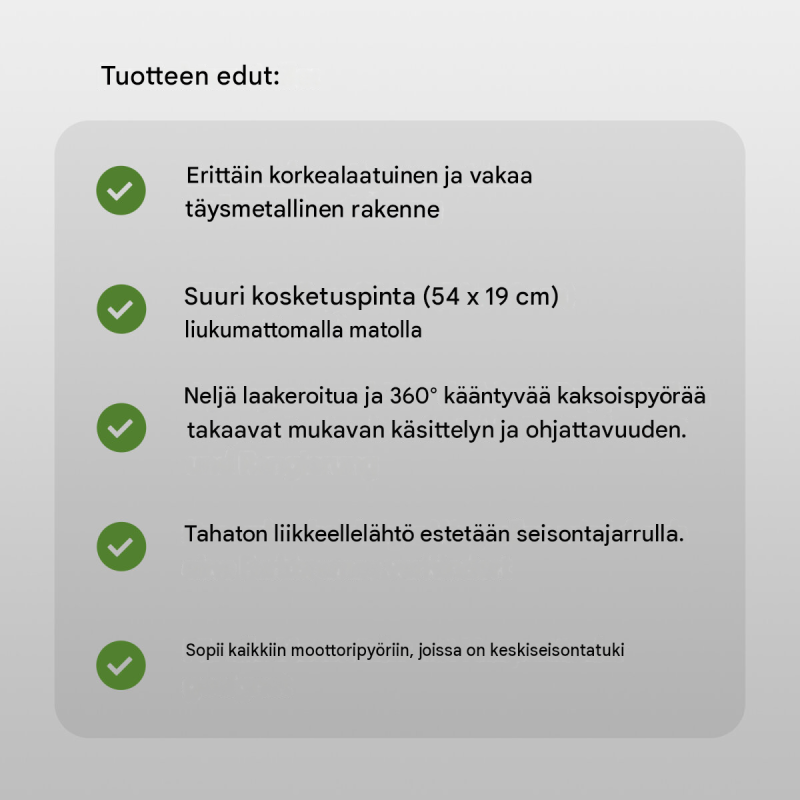 Moottoripyörän siirtolava 54 x 19 cm, vihreä, teräs, 250 kg