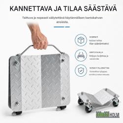 Auton siirtorullat 2 kpl, 680 kg/kpl, V-muoto, 300 mm renkaan leveydelle