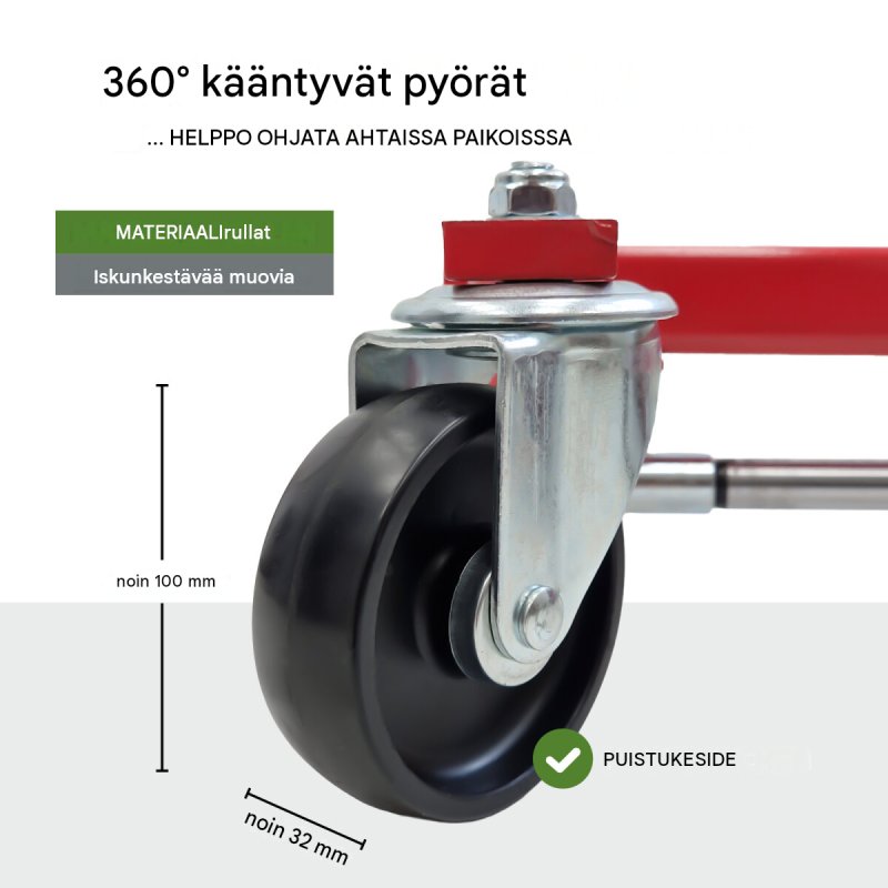 TRUTZHOLM hydraulinen auton siirtolaite 680 kg, renkaan leveys enintään 30 cm