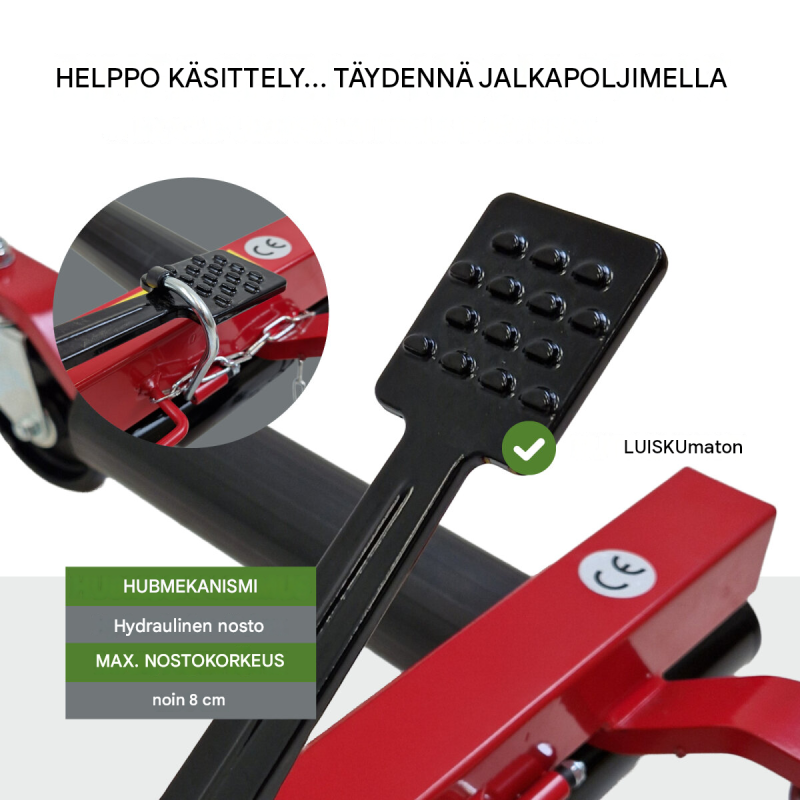 TRUTZHOLM hydraulinen auton siirtolaite 680 kg, renkaan leveys enintään 30 cm