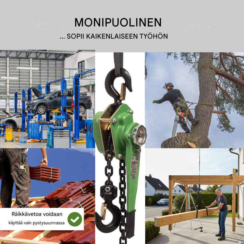 Ketjunostin 3 t, 6 m nostokorkeus, öljytön ketju, räikkämekanismi
