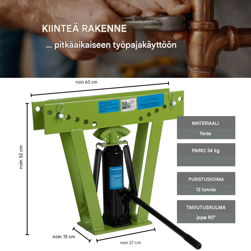 Hydraulinen putkentaivutuskone 12 t, 90°, teräs, 6 matriisia