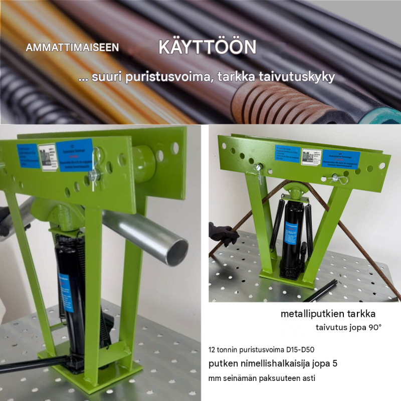 Hydraulinen putkentaivutuskone 12 t, 90°, teräs, 6 matriisia
