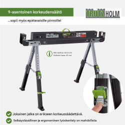 TRUTZHOLM Sägebock 2.0 Deluxe sahauspukki, 9-portainen, 650 kg, sinkitty teräs