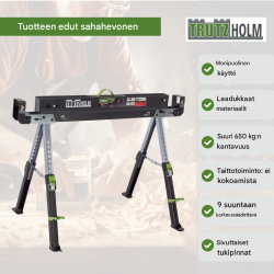 TRUTZHOLM Sägebock 2.0 Deluxe sahauspukki, 9-portainen, 650 kg, sinkitty teräs