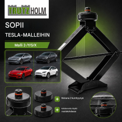 TRUTZHOLM saksitunkki Tesla-ajoneuvoille, 3 t, 100–430 mm, kumityynyt ja työkalut
