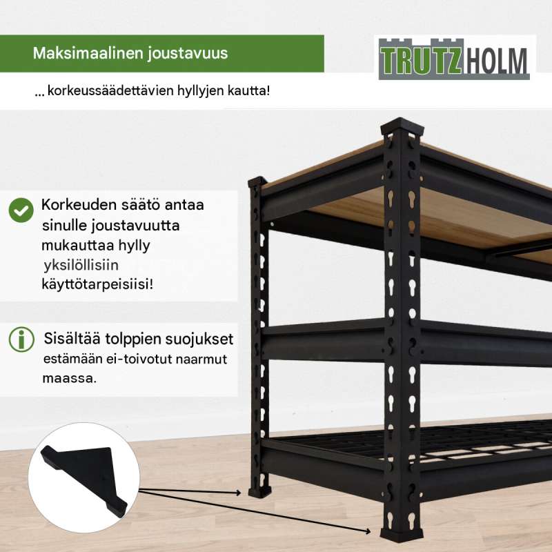 TRUTZHOLM kenkähylly istuimella, 115 x 40 x 54 cm, musta, 600 kg