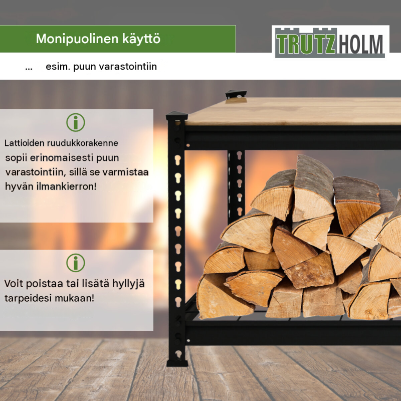 TRUTZHOLM kenkähylly istuimella, 115 x 40 x 54 cm, musta, 600 kg
