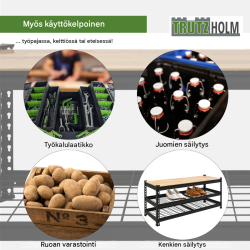 TRUTZHOLM kenkähylly istuimella, 115 x 40 x 54 cm, musta, 600 kg