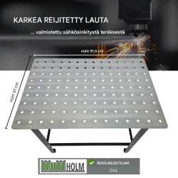 Hitsauspöytä TRUTZHOLM, 91,5 x 61 x 80 cm, mattamusta, 200 kg, reikälevy 16 mm