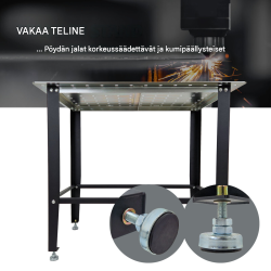 Hitsauspöytä TRUTZHOLM, 91,5 x 61 x 80 cm, mattamusta, 200 kg, reikälevy 16 mm