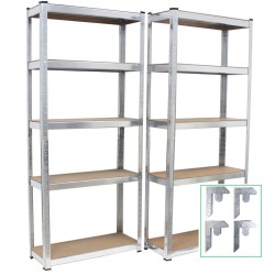 Raskaan kuorman hylly 2 kpl galvanoitu metalli 170 x 75 x 30 cm 375 kg