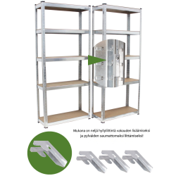 Raskaan kuorman hylly 2 kpl, galvanoitu metalli, 170 x 75 x 30 cm, 375 kg