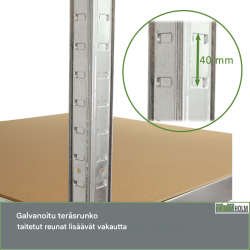 Raskaan kuorman varastohylly 180 x 60 x 60 cm, 875 kg, 5 tasoa