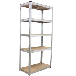 Raskasmetallihylly 180 x 90 x 40 cm 875 kg sinkitty metalli 5 puuhyllyä