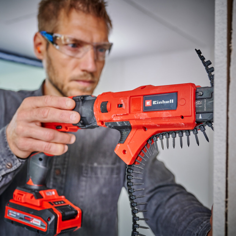 Einhell TE-DY 18 Li -akku-kipsilevyruuvinväännin ja Magazine Attachment, 18 V
