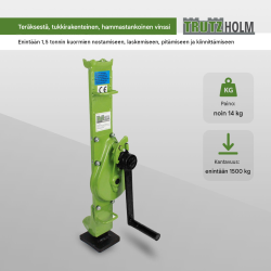 Teräksinen hammastankotunkki, 1500 kg tai 3000 kg, automaattinen jarru