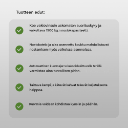 Teräksinen hammastankotunkki, 1500 kg tai 3000 kg, automaattinen jarru