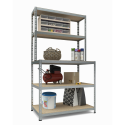 TKT Work System -hylly ja työpöytä, 180 x 100 x 60/30 cm, 5 hyllytasoa