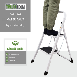 TRUTZHOLM-taitotikas 2 askelmaa, valkoinen, teräs, 150 kg, TÜV/GS