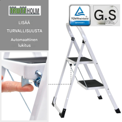 TRUTZHOLM-taitotikas 2 askelmaa, valkoinen, teräs, 150 kg, TÜV/GS