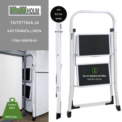 TRUTZHOLM-taitotikas 2 askelmaa, valkoinen, teräs, 150 kg, TÜV/GS
