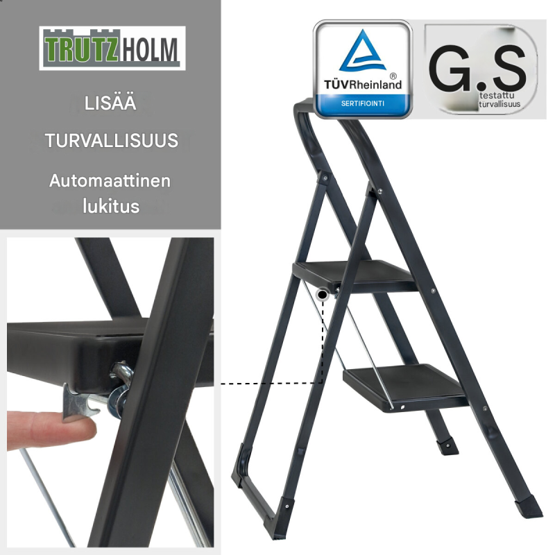 TRUTZHOLM 2-portainen taittotikas, antrasiitti, 150 kg, 47 x 53 x 80 cm