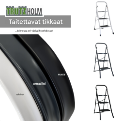 TRUTZHOLM taittotikkaat 3 askelmaa, valkoinen, teräs, 150 kg, 47 x 72 x 103 cm