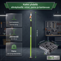 TRUTZHOLM teleskooppituki 160–290 cm, säädettävä, enimmäistukikuorma 60 kg